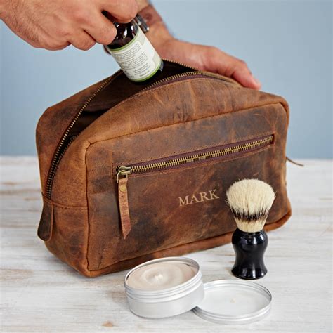 Personalised Buffalo Leather Wash Bag By Paper High ...