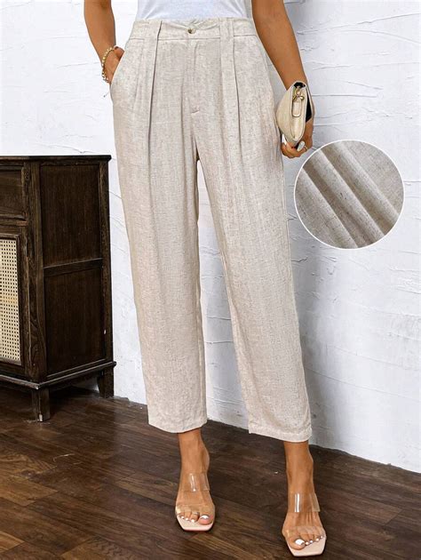 SHEIN Clasi Calça Longa Feminina de Cone de Linho de Verão, Calça de ...