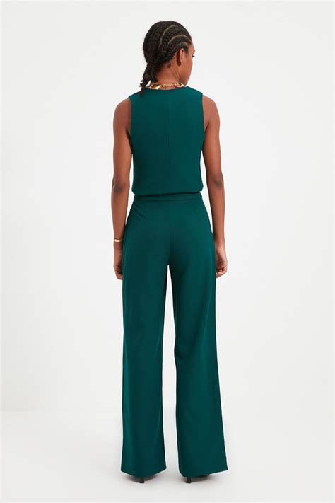 Trendyol Collection Green Wide Leg Pleated Trousers - Twoss21Pl0189 ...