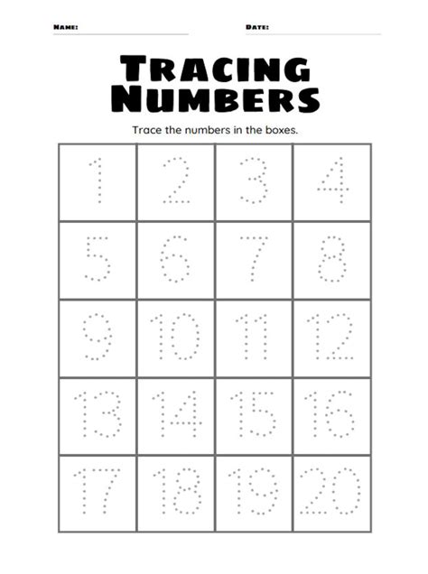 Trace Numbers 1-20
