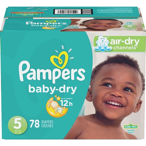 Pampers Baby-Dry Diapers Size 5 - 78 Count, 3x Drier for Overnight ...