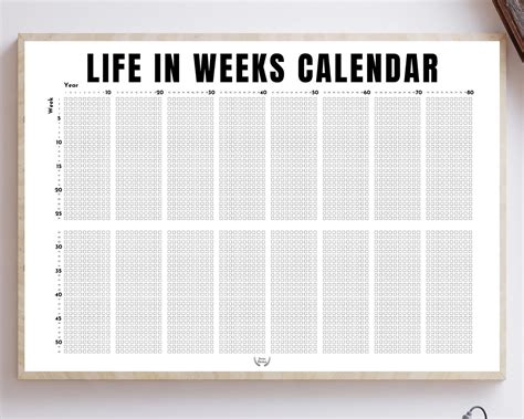 Horizontal Life Calendar Weeks 80 Years in Weeks Calendar - Etsy UK