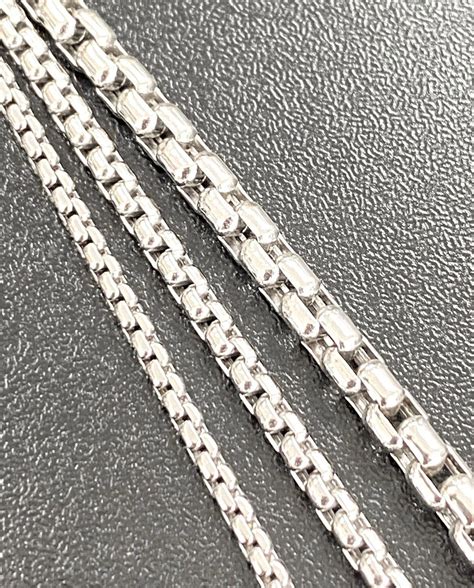 Solid 14K White Gold Box Chain Necklace, 14k White GOLD Layering Box ...