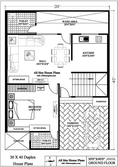 30x40 Duplex House Plans | Best 3 Bhk Duplex House Plan
