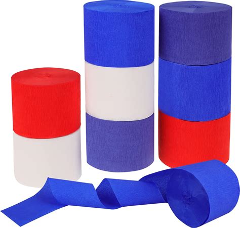 Buy 4th of July Crepe Paper, 8 Rolls Red Navy White and Blue Crepe ...