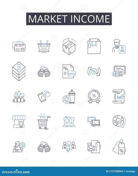 Market Income Line Icons Collection. Gross Profit, Simple Interest ...