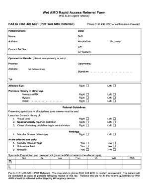 Wet AMD Rapid Access Referral Form - Blank Fillable Template | Fill Out ...