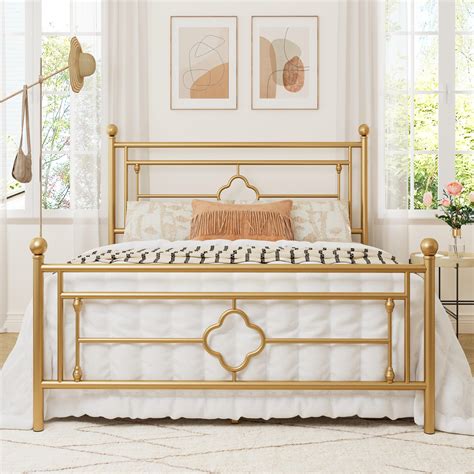 Amazon.com: Allewie Queen Size Metal Platform Bed Frame with Victorian ...