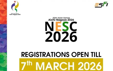 ESFI Opens NESC 2026 Registrations for the Asian Games 2026