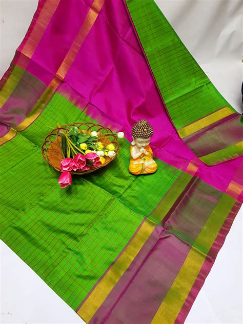 Uppada Pure Silk Mahanati Checks Saree - Uppadasarees.in