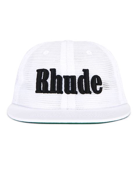 Rhude Logo Mesh Hat in White | FWRD