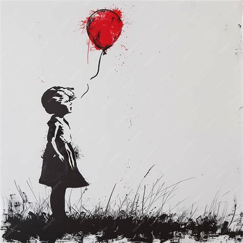 Girl with Balloon Banksy Style Drawing | Premium AI-generated image