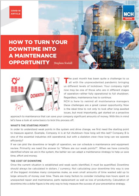 How To Turn Your Downtime Into A Maintenance Opportunity - NCH India