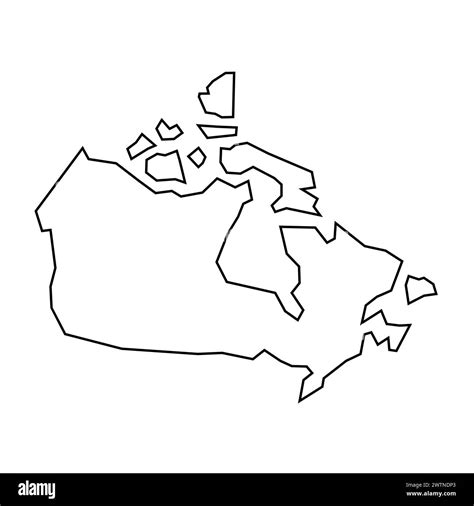 Canada country thin black outline silhouette. Simplified map. Vector ...