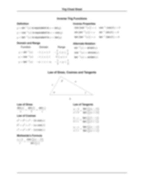 Trig Math Cheat Sheet PDF 的图像结果