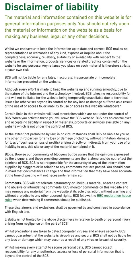 Liability Disclaimer Examples 的图像结果