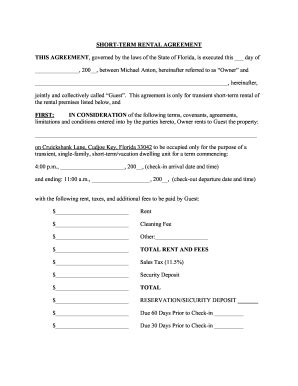 Florida Short Term Rental Contract - Fill Online, Printable, Fillable ...