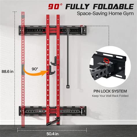 Mappding Folding Squat Rack Wall Mounted with Weight Bench...