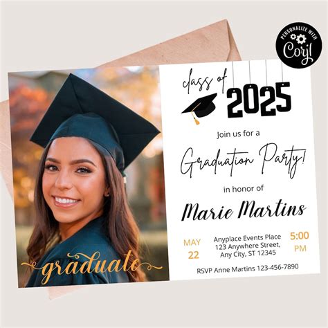 Buy Editable Graduation Party Invitation Template With Photos for ...