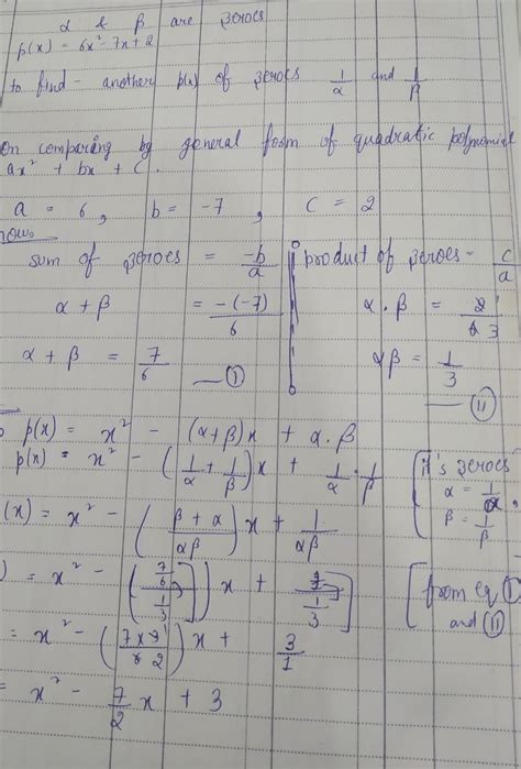 if alpha and beta are the zeros of the polynomial 6x² - 7x + 2 , find a ...
