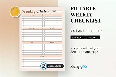 Free Printable Weekly Checklist 的图像结果