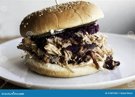 Pulled Pork Burger stock image. Image of food, pulled - 41087585