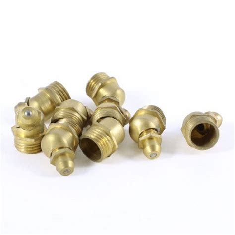 Banggood 9 Pcs M8 Male Thread Bend Grease Nipples Fittings Brass Tone ...