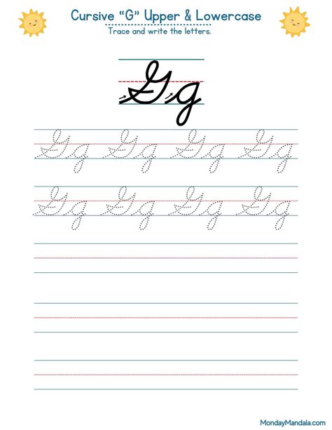 10 Cursive G Worksheets (Free Letter Writing Printables)