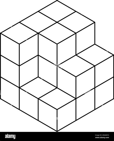 3D isometric cubes for each shape using the dotted lines on a dots grid ...