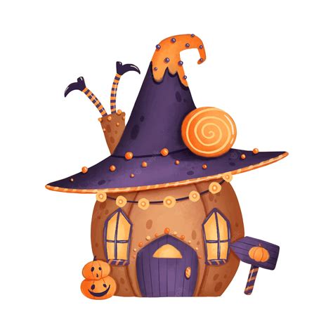 Cute Cartoon Halloween Gingerbread House