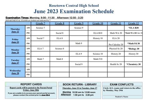 June 2023 Final Exam Schedule