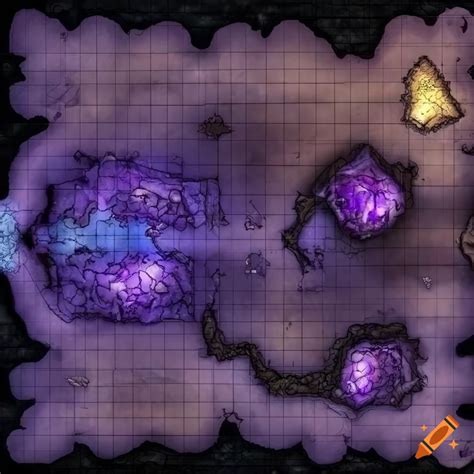 Dungeons and Dragons crystal cave battlemap with dragon skeleton and ...