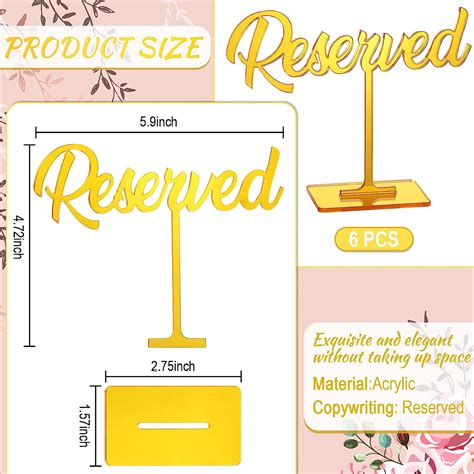Buy 6 Pcs Acrylic Reserved Table Sign Wedding Reserved Table Signs ...
