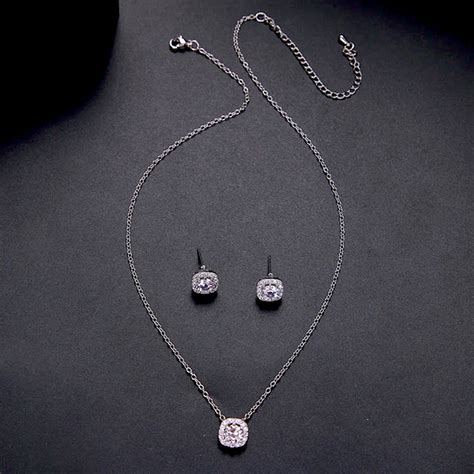 Salve Silver Solitaire Stainless Steel Pendant Necklace & Earrings Set