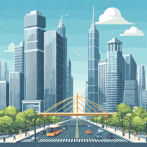Premium Vector | City scene with tall buildings vector illustration