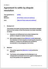 Agreement to use a dispute resolution service to settle