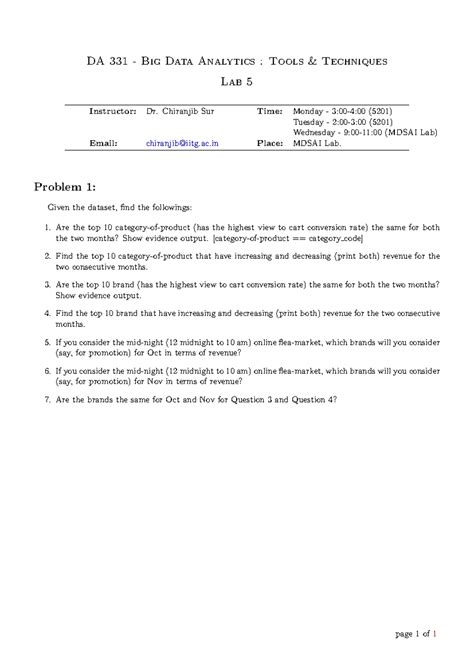 DA 331 Lab5 fall24 - practice questions - DA 331 - Big Data Analytics ...