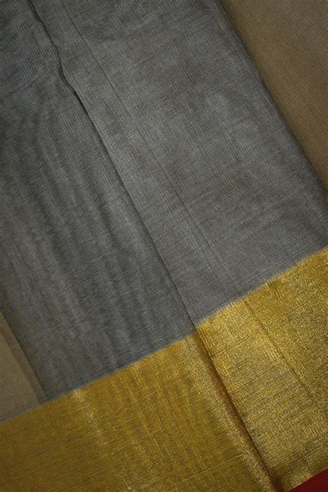 Chanderi Woven Jari Motifs With Jari Double Border