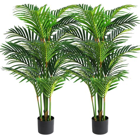 VIAGDO Artificial Areca Palm Tree 4ft Tall Fake Palm Tree Decor with 12 ...