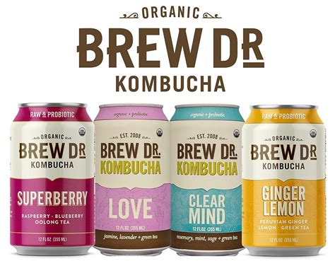 Brew Dr. Raw Organic Kombucha Variety Pack - 4 Cans