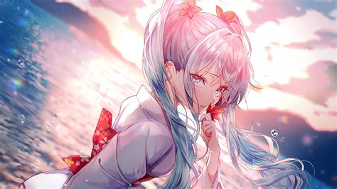 Hatsune Miku Sunset Ocean Anime Wallpaper | 3840x2160 | Wallpaper Alchemy