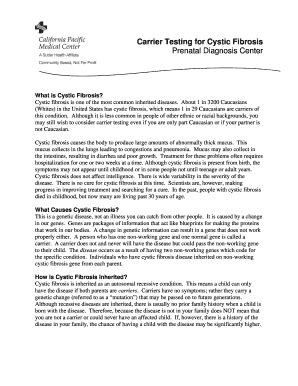 Fillable Online cpmc Carrier Testing for Cystic Fibrosis Fax Email ...
