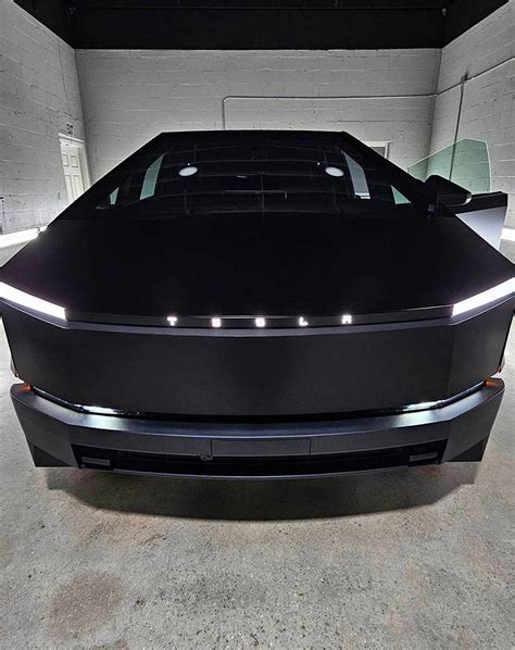 Black Cybertruck w/ blacked out (vinyl) front DRL light bar Tesla ...