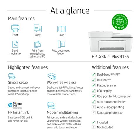 Buy HP DeskJet Plus 4155 Wireless All-in-One Printer, Mobile Print ...