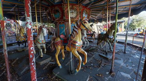 Premium Photo | An old abandoned carousel sits in a dilapidated state ...