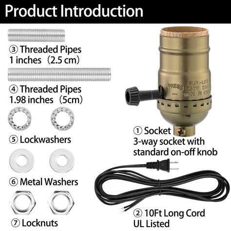 RRDWQ-Lamp Rewire Kit, 10 Foot Matching Cord, 2 Way Socket and ...