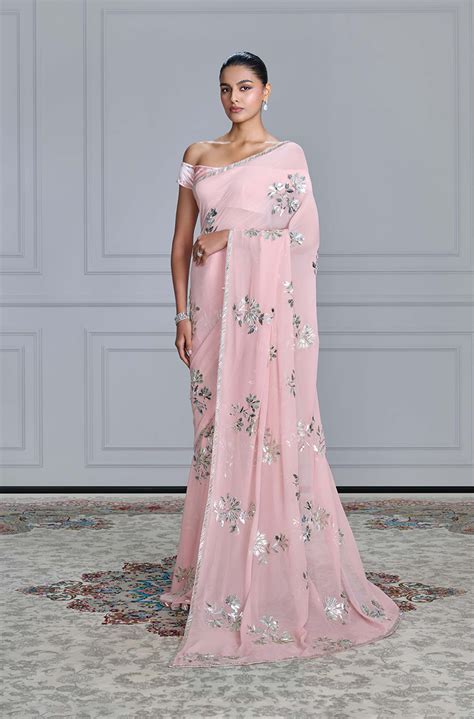 Dusty Pink Taban Boota Embroidered Saree Set – Manish Malhotra