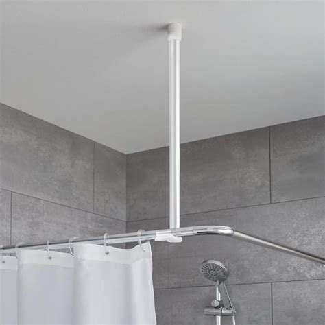White Ceiling-mounted Adjustable Shower Rod Holder Shower Rod