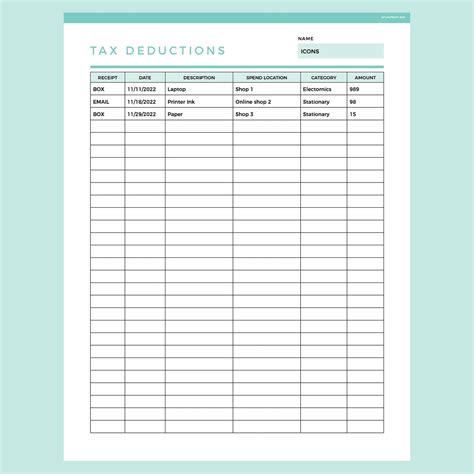Editable Tax Deduction Tracker | Instant Download Fillable PDF | A4 and US Letter – Plan Print Land