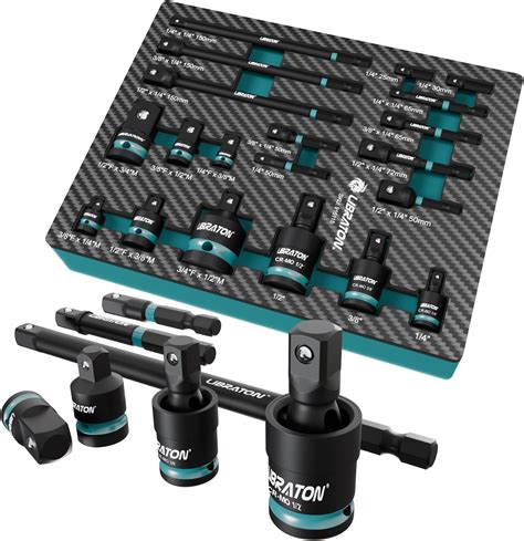 LIBRATON Lot de 20 adaptateurs de douille et réducteurs, adaptateurs de douille à impact ...